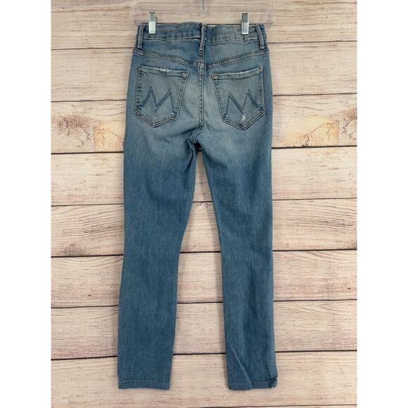 Mother Denim High Waisted Looker Ankle Fray Jeans Women's 26 Blue Destroyed - Picture 2 of 15